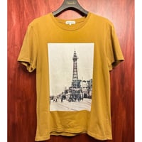 THE SHOP TK 半袖プリントTシャツ キャメル Lサイズ