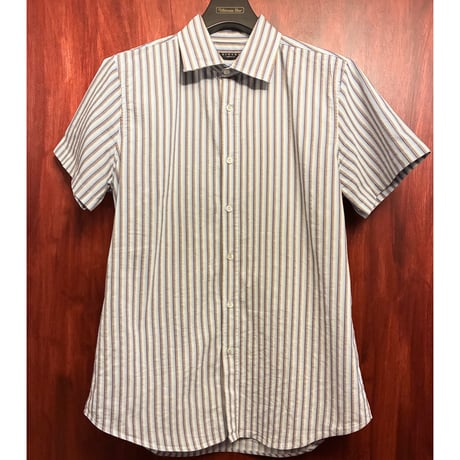 MADE IN ITALY製 SISLEY ストライプ柄 半袖シャツ マルチカラー Lサイズ