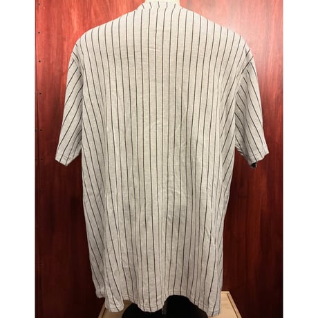 レア MADE IN JAPAN製 SWAGGER ATHLETICS 2005年モデル Twistedシーズン ストライプ柄 ニット ベースボールシャツ グレー XLサイズ