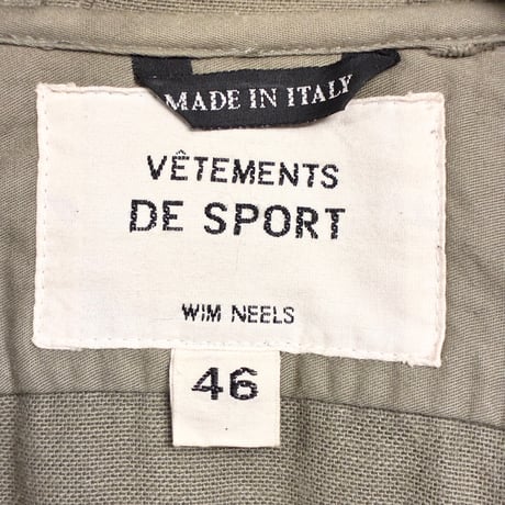 MADE IN ITALY製 WIM NEELS VETEMENTS DE SPORT フード付き フルジップコットンジャケット オリーブ 46サイズ
