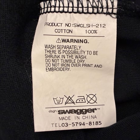 SWAGGER 長袖Vネックカットソー ブラック XLサイズ