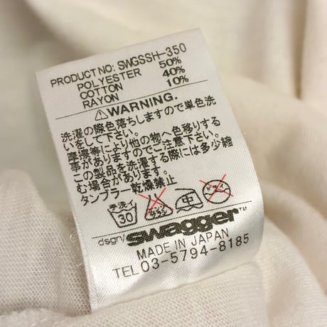 MADE IN JAPAN製 SWAGGER プリント入り 半袖リンガーTシャツ アイボリー×レッド Mサイズ