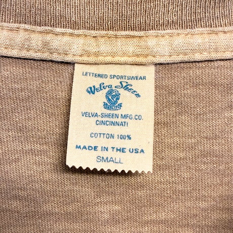 MADE IN USA製 Velva Sheen ポケット付き 半袖クルーネックTシャツ マスタード Sサイズ