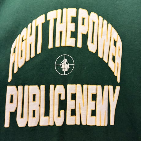 ELEMENT × PUBLIC ENEMY 立体プリント 長袖ラグランスリーブカットソー グリーン×ネイビー XLサイズ