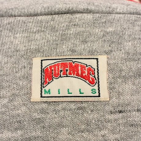 レア MADE IN USA製 80s NUTMEG MILLS OHIO STATE BUCKEYES 1989年 カレッジプリント ツートンカラー スウェットトレーナー レッド×グレー Lサイズ