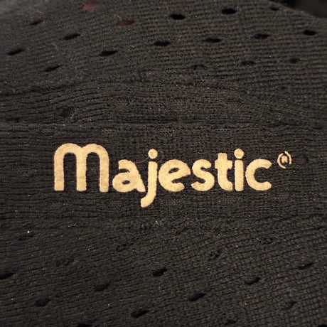 激レア MADE IN USA製 90s Majestic × MLB PITTSBURGH PIRATES ハーフジップメッシュベースボールシャツ ブラック Mサイズ