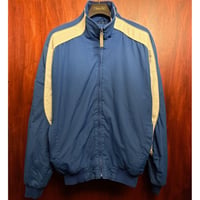 MADE IN KOREA製 90s Majestic 裏起毛 フルジップナイロンジャケット ブルー×ホワイト Mサイズ