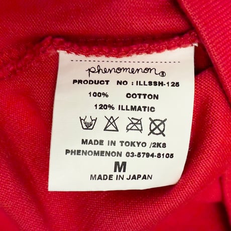 MADE IN JAPAN製 PHENOMENON 2008年モデル 半袖VネックTシャツ レッド Mサイズ