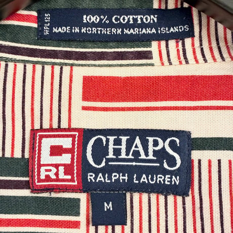 MADE IN Northern Mariana Islands製 80s～90s CHAPS RALPH LAUREN 総柄 半袖ボタンダウンシャツ マルチカラー Mサイズ