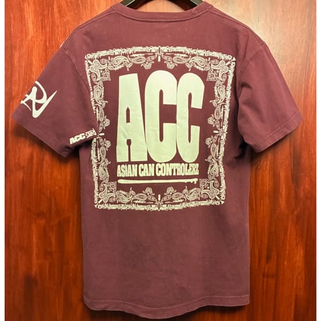 激レア ACC ASIAN CAN CONTROLERZ ペイズリーバンダナ柄 半袖プリントTシャツ ワイン Mサイズ