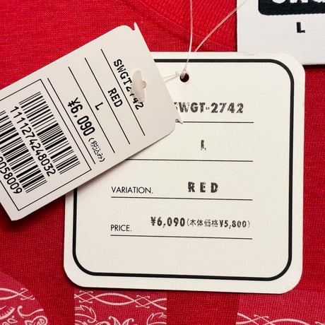 ☆袋、タグ付き新古品☆ MADE IN JAPAN製 SWAGGER SWG バンダナプリント 半袖Tシャツ レッド Lサイズ