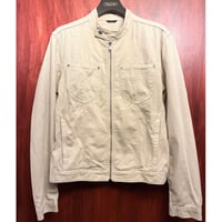 MADE IN ITALY製 SISLEY フルジップコットンライダースジャケット ベージュ 46サイズ