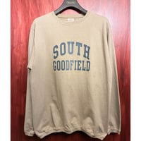 MADE IN USA製 Goodwear SOUTH GOODFIELD 長袖プリントTシャツ サンドベージュ Lサイズ