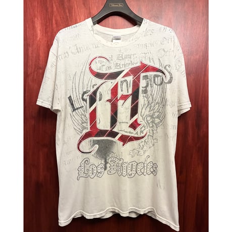 GILDAN Heavy Cottonボディ AMERICAN ORIGINAL Los Angeles 半袖プリントTシャツ アイボリー Lサイズ