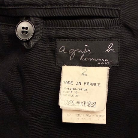 MADE IN FRANCE製 agnes b. コットン ハリントンジャケット ブラック 2サイズ