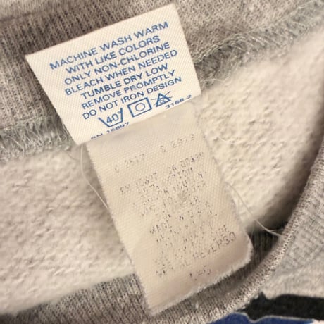 レア MADE IN USA製 90s GTS × NFL NEW YORK GIANTS 1994年 プリント刺繍入り ツートンカラー スウェットトレーナー グレー×ブルー Lサイズ