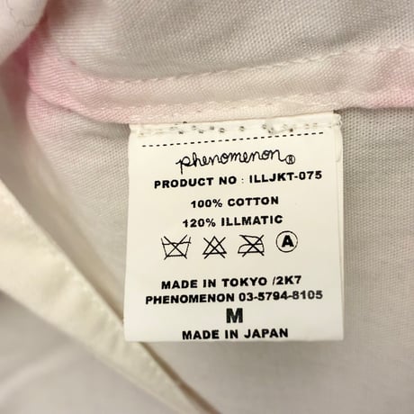 激レア MADE IN JAPAN製 PHENOMENON 2007年モデル スプレー加工デザイン コットンジャケット 取り外しフード付き ホワイト×ピンク Mサイズ