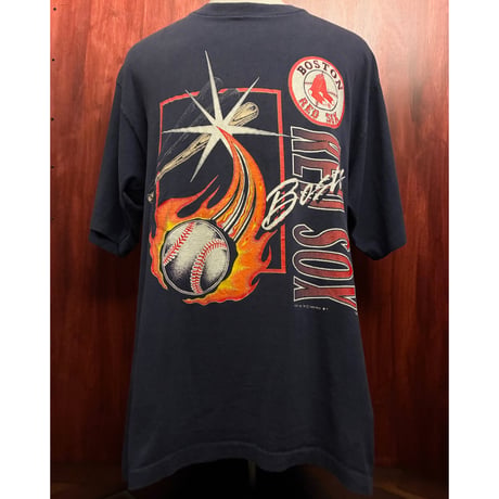 MADE IN USA製 90s LOGO7 × MLB BOSTON RED SOX 1992 プリントTシャツ ネイビー XLサイズ