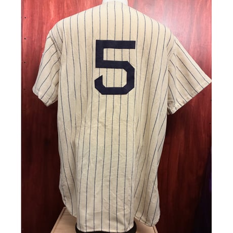 激レア MADE IN USA製 mitchell & ness × MLB NEW YORK YANKEES MLB100周年 ピンストライプ柄 ウールベースボールジャージ アイボリー 46サイズ