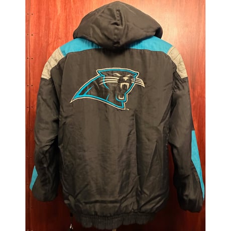 レア MADE IN KOREA製 90s PROLINE BY STARTER × NFL CAROLINA PANTHERS 中綿 ハーフジッププルオーバーナイロンパーカー マルチカラー Lサイズ