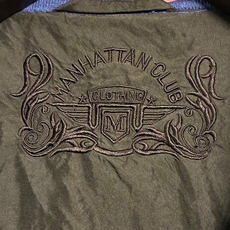レア MANHATTAN CLUB フルジップシルクジャケット ブラック Lサイズ