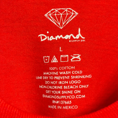 MADE IN MEXICO製 Diamond Supply Co. 半袖プリントTシャツ レッド Lサイズ