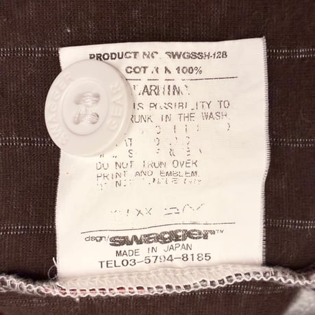 レア MADE IN JAPAN製 SWAGGER ATHLETICS 2005年モデル Twistedシーズン ストライプ柄 ニット ベースボールシャツ グレー XLサイズ