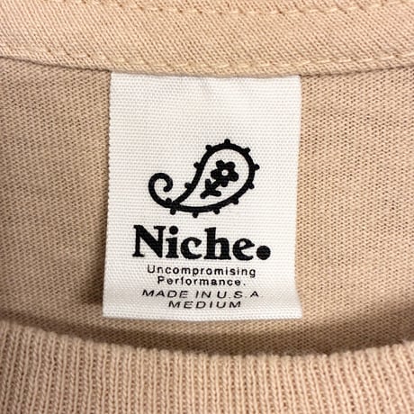 MADE IN USA製 Niche. DAHLIA FLOWER 半袖プリントTシャツ ベージュ Mサイズ