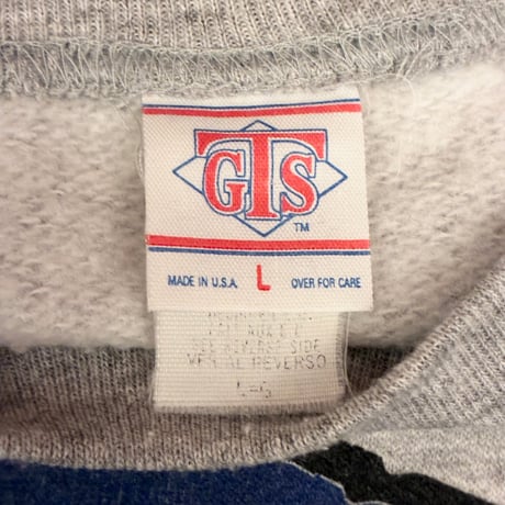 レア MADE IN USA製 90s GTS × NFL NEW YORK GIANTS 1994年 プリント刺繍入り ツートンカラー スウェットトレーナー グレー×ブルー Lサイズ