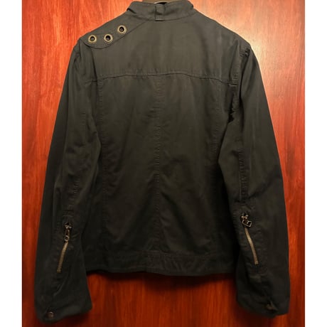 MADE IN ITALY製 MARCO TAGLIAFERRI フルジップコットンライダースジャケット ブラック 52サイズ