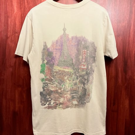 レア Hard Rock CAFE PARIS × PACSUN バックプリント 半袖Tシャツ ベージュ Mサイズ