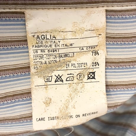 MADE IN ITALY製 SISLEY ストライプ柄 半袖シャツ マルチカラー Lサイズ