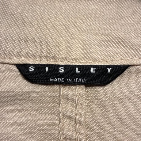 MADE IN ITALY製 SISLEY フルジップコットンライダースジャケット ベージュ 46サイズ