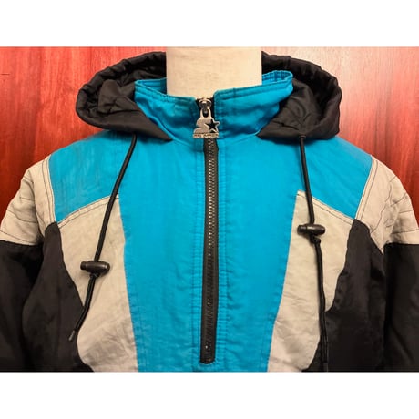 レア MADE IN KOREA製 90s PROLINE BY STARTER × NFL CAROLINA PANTHERS 中綿 ハーフジッププルオーバーナイロンパーカー マルチカラー Lサイズ