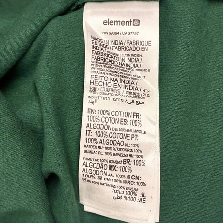 ELEMENT × PUBLIC ENEMY 立体プリント 長袖ラグランスリーブカットソー グリーン×ネイビー XLサイズ