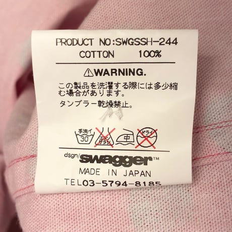 MADE IN JAPAN製 SWAGGER ドット柄 半袖オックスフォードシャツ ピンク Lサイズ
