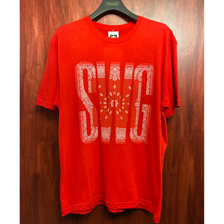 ☆袋、タグ付き新古品☆ MADE IN JAPAN製 SWAGGER SWG バンダナプリント 半袖Tシャツ レッド Lサイズ