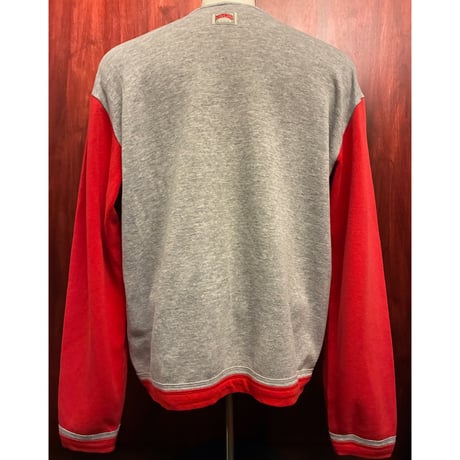 レア MADE IN USA製 80s NUTMEG MILLS OHIO STATE BUCKEYES 1989年 カレッジプリント ツートンカラー スウェットトレーナー レッド×グレー Lサイズ