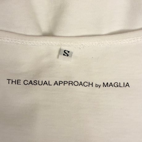 MADE IN ITALY製 MAGLIA 「MAGLIA DA non si fa!」 プリント入り VネックTシャツ ホワイト Sサイズ