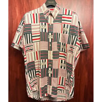 MADE IN Northern Mariana Islands製 80s～90s CHAPS RALPH LAUREN 総柄 半袖ボタンダウンシャツ マルチカラー Mサイズ