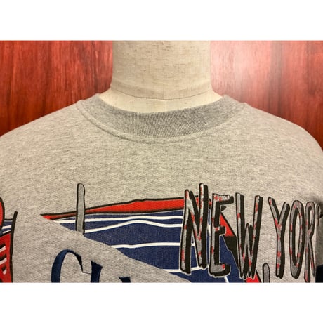 レア MADE IN USA製 90s GTS × NFL NEW YORK GIANTS 1994年 プリント刺繍入り ツートンカラー スウェットトレーナー グレー×ブルー Lサイズ