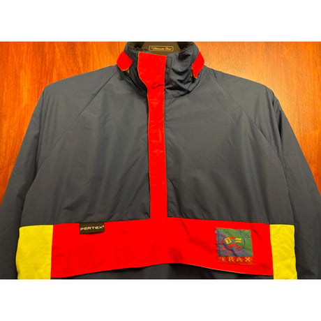 MADE IN ENGLAND製 90s TRAX PERTEX素材 裏ボア ハーフジッププルオーバーナイロンジャケット ネイビー Sサイズ