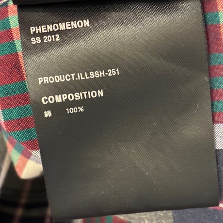 レア MADE IN JAPAN製 PHENOMENON 2012年SSモデル チェック柄 半袖シャツ ピンク 42/XLサイズ