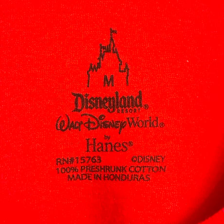 Disneyland RESORT WALT DiSney WORLD by Hanes 星条旗柄 ミッキーマウス プリントTシャツ レッド Mサイズ
