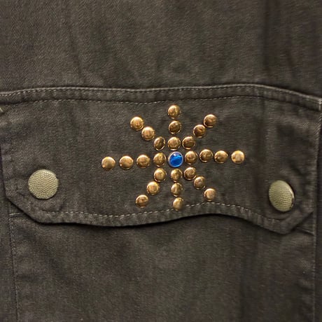 MADE IN FRANCE製 vivace design スタッズ付き コットンミリタリージャケット ブラック Lサイズ