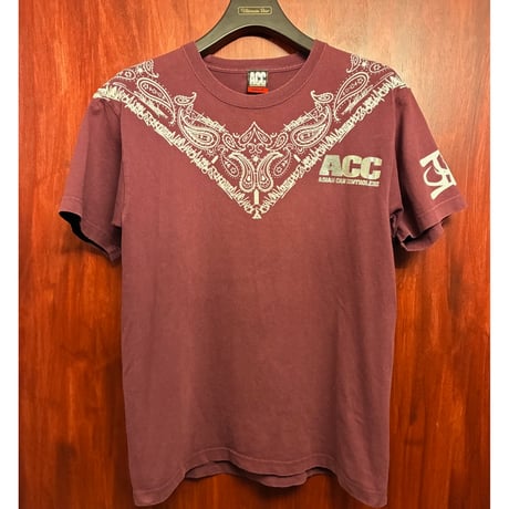 激レア ACC ASIAN CAN CONTROLERZ ペイズリーバンダナ柄 半袖プリントTシャツ ワイン Mサイズ
