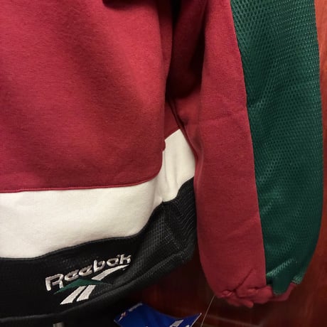 ☆タグ付き新古品☆ MADE IN TAIWAN製 90s Reebok メッシュ切り替え オーバーサイズ プルオーバーパーカー マルチカラー Sサイズ