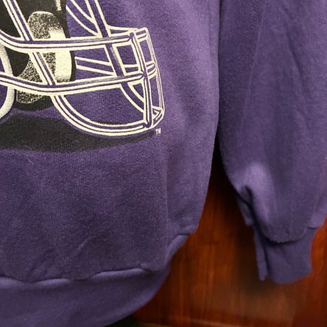 レア MADE IN USA製 90s GTS × NFL MINNESOTA VIKINGS 1994年 プリント入り スウェットトレーナー パープル Lサイズ
