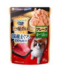 ユニ・チャーム 銀のスプーン三ツ星グルメパウチ 国産まぐろ100%使用フレークかつお入り 35g