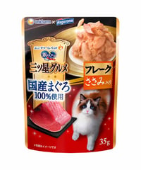 ユニ・チャーム 銀のスプーン三ツ星グルメパウチ 国産まぐろ100%使用フレークささみ入り 35g